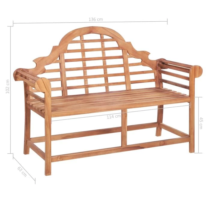 Banc De Jardin Avec Coussin Bordeaux 120 Cm Bois De Teck Massif 5 – Image 11