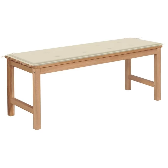 Banc De Jardin Avec Coussin Crème 120 Cm Bois De Teck Massif 3