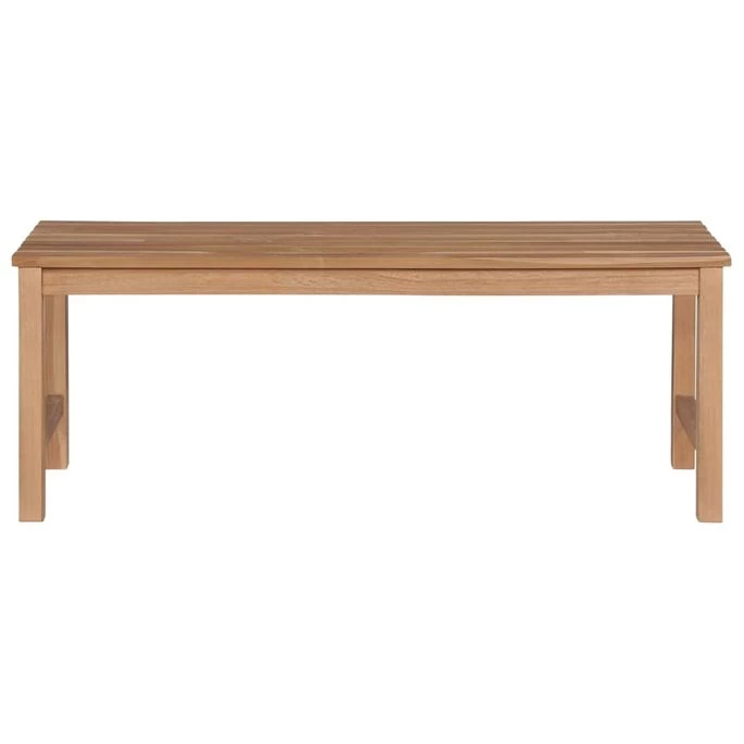 Banc De Jardin Avec Coussin Crème 120 Cm Bois De Teck Massif 3 – Image 3