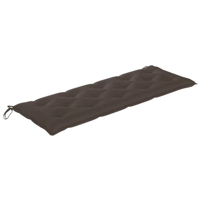 Banc De Jardin Avec Coussin Taupe 150 Cm Teck Massif – Image 2