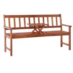 Banc De Jardin Avec Table Escamotable Acacia Massif Foncé Tisva