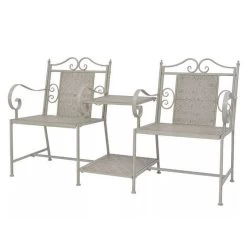 Banc De Jardin Avec Table Métal Gris Break