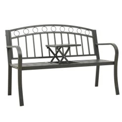 Banc De Jardin Avec Une Table 125 Cm Acier Gris