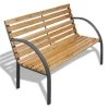 Banc De Jardin Bois Massif Clair Et Pieds Métal Noir Dinma