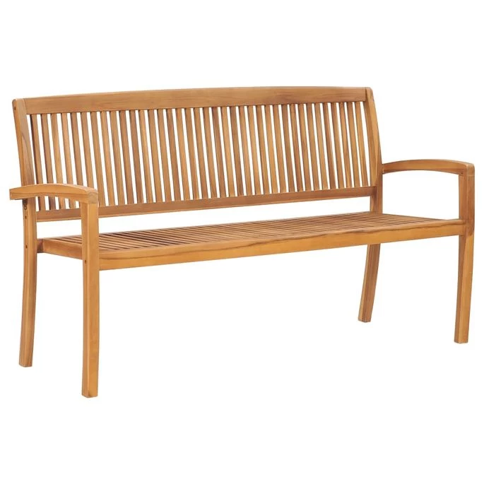 Banc De Jardin Empilable Et Coussin 159 Cm Bois De Teck Massif 8 – Image 6