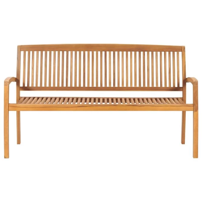 Banc De Jardin Empilable Et Coussin 159 Cm Bois De Teck Massif 8 – Image 7