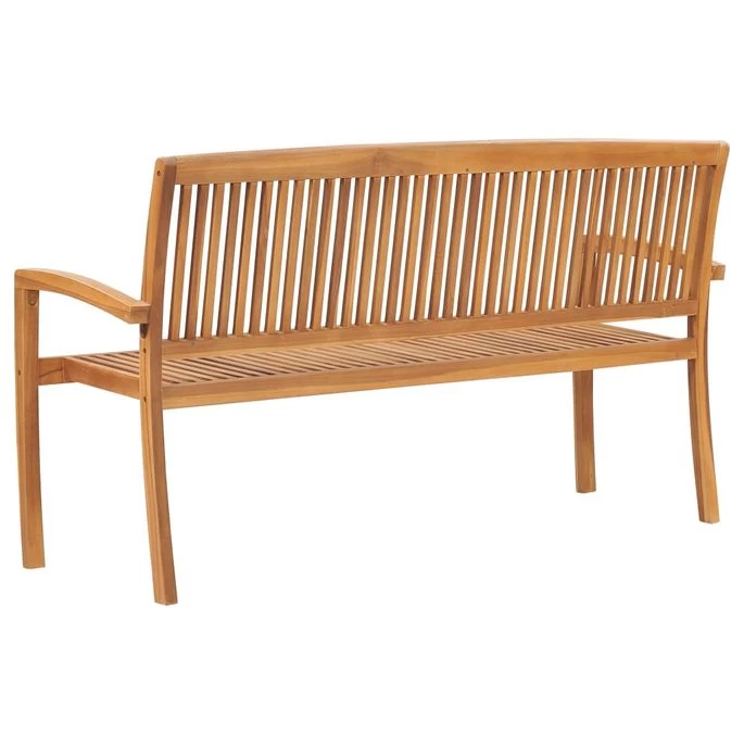 Banc De Jardin Empilable Et Coussin 159 Cm Bois De Teck Massif 8 – Image 9