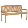 Banc De Jardin Empilable Et Coussin 159 Cm Bois De Teck Massif 15