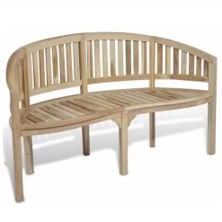 Banc De Jardin Incurvé Teck Massif Clair Ketia 151 Cm