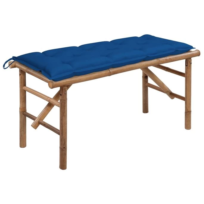 Banc De Jardin Pliable Avec Coussin 118 Cm Bambou 6