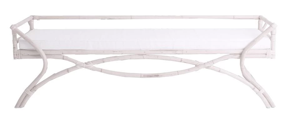 Banc De Jardin Rotin Et Assise Tissu Blanc Sisal