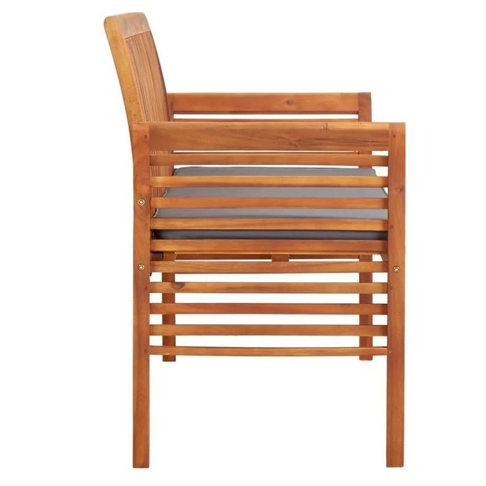 Banc De Jardin Tissu Gris Et Acacia Massif Clair Tulak 150 Cm – Image 2