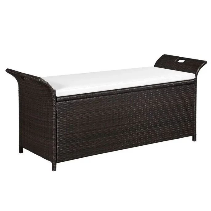 Banquette Coffre De Jardin Résine Tressée Marron Toplu