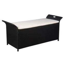 Banquette Coffre De Jardin Résine Tressée Noire Toplu