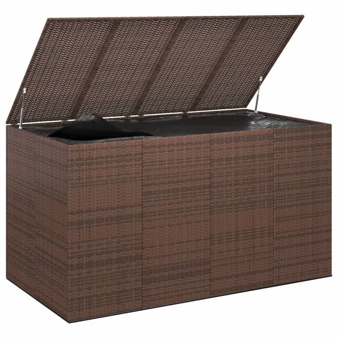 Boîte à Coussins De Jardin Résine Tressée 194x100x103 Cm Marron – Image 3