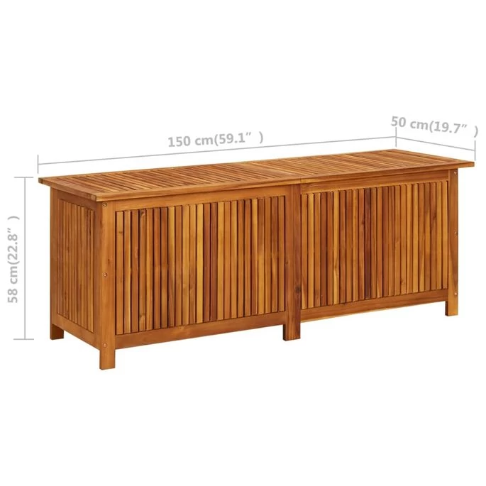 Boîte De Rangement De Jardin 150x50x58 Cm Bois D'acacia Solide – Image 9