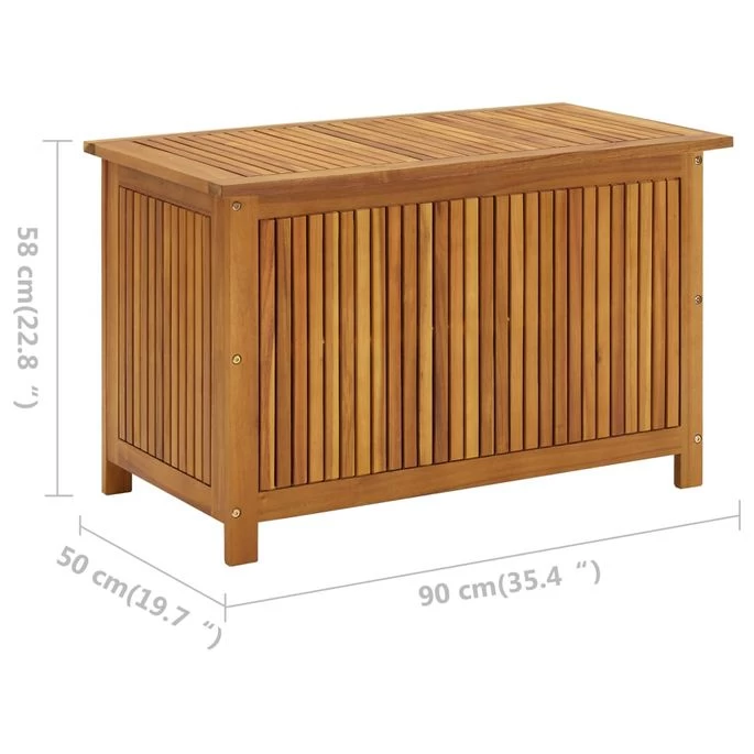 Boîte De Rangement De Jardin 90x50x58 Cm Bois D'acacia Solide – Image 8