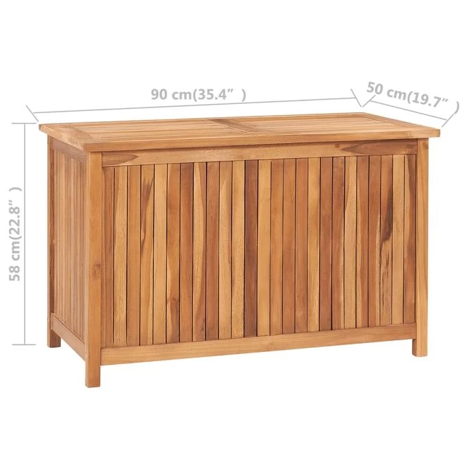 Boîte De Rangement De Jardin 90x50x58 Cm Bois De Teck Solide – Image 9