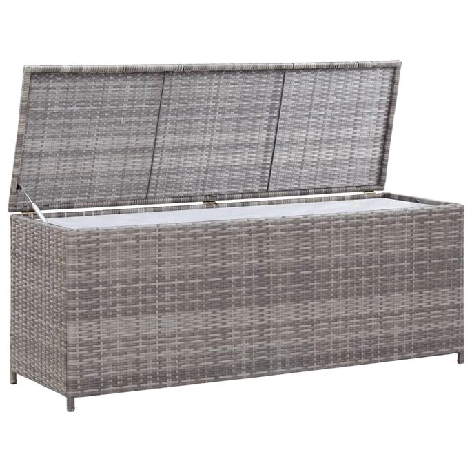 Boîte De Rangement De Jardin Gris 150x50x60 Cm Résine Tressée – Image 2