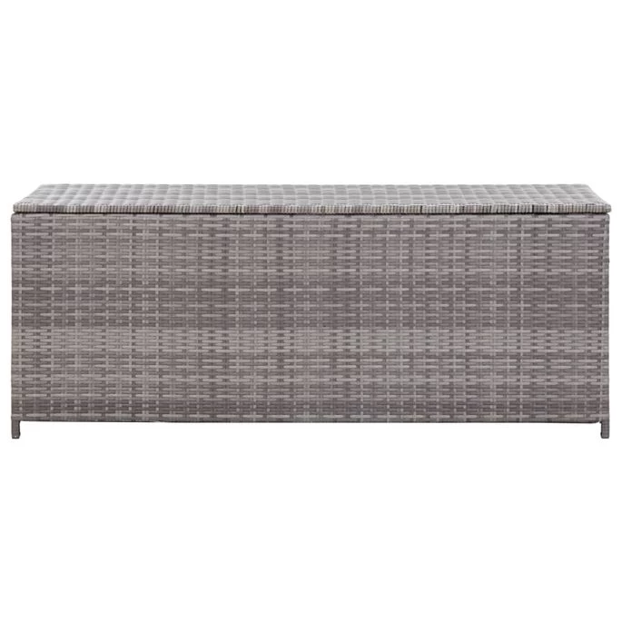Boîte De Rangement De Jardin Gris 150x50x60 Cm Résine Tressée – Image 3
