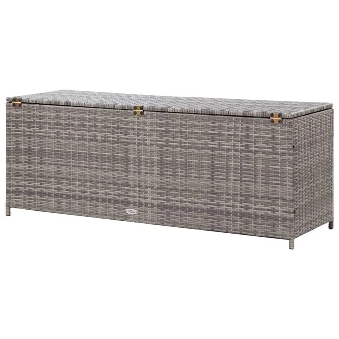 Boîte De Rangement De Jardin Gris 150x50x60 Cm Résine Tressée – Image 4