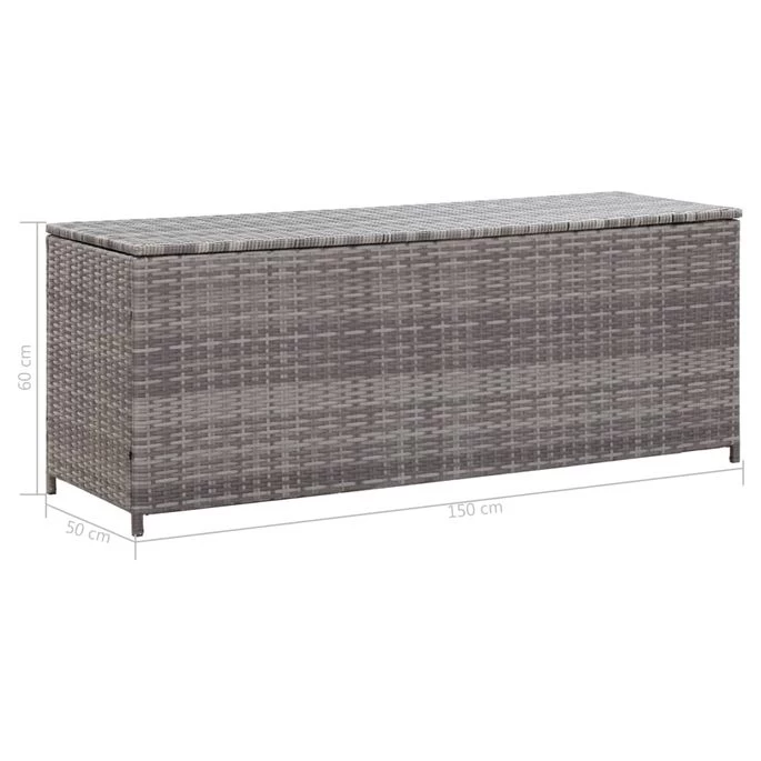 Boîte De Rangement De Jardin Gris 150x50x60 Cm Résine Tressée – Image 8