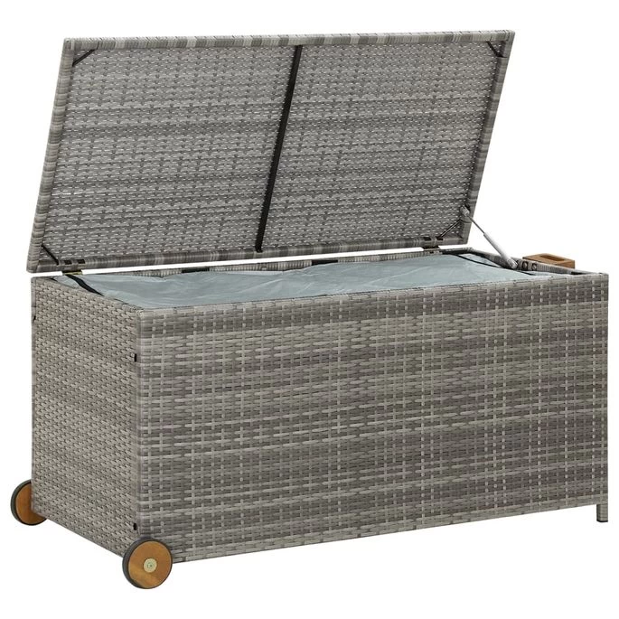 Boîte De Rangement De Jardin Gris Clair 120x65x61 Cm Rotin – Image 5