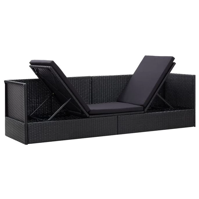 Canapé D'extérieur Et Coussin Et Oreiller Résine Tressée Noir – Image 3