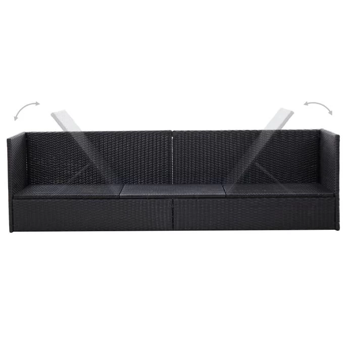 Canapé D'extérieur Et Coussin Et Oreiller Résine Tressée Noir – Image 4