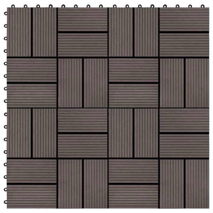 Carreau De Terrasse 11 Pcs WPC 30 X 30 Cm 1 M² Marron Foncé