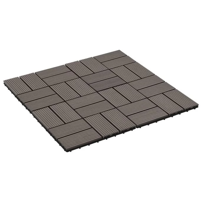 Carreau De Terrasse 11 Pcs WPC 30 X 30 Cm 1 M² Marron Foncé – Image 2