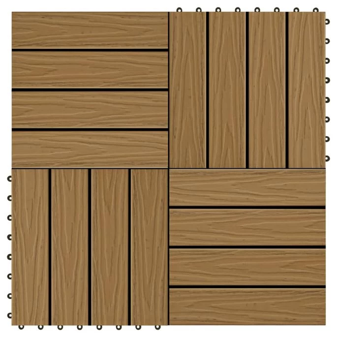 Carreau De Terrasse En Relief 11 Pcs WPC 30 X 30 Cm 1 M²