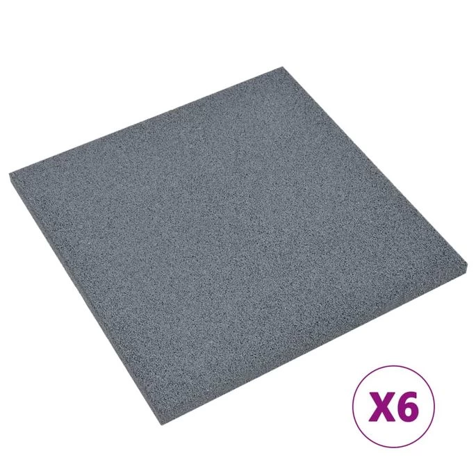 Carreaux De Protection Antichoc 6pcs Caoutchouc 50x50x3 Cm Gris – Image 2