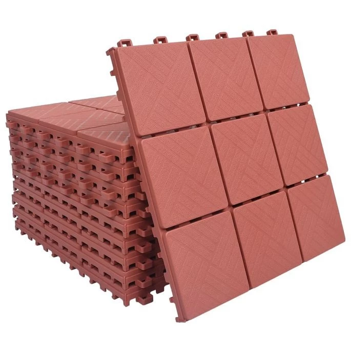 Carreaux De Terrasse 10 Pcs Rouge 30,5x30,5 Cm Plastique