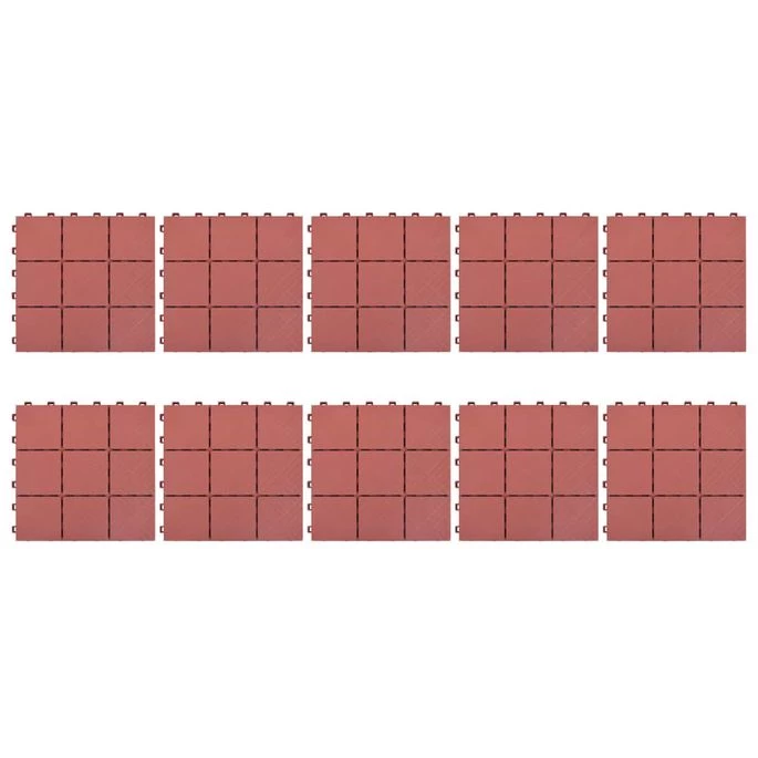 Carreaux De Terrasse 10 Pcs Rouge 30,5x30,5 Cm Plastique – Image 2