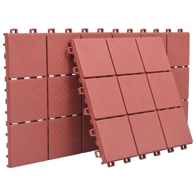 Carreaux De Terrasse 10 Pcs Rouge 30,5x30,5 Cm Plastique – Image 3