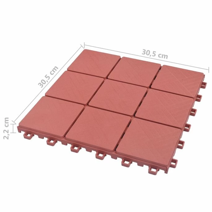 Carreaux De Terrasse 10 Pcs Rouge 30,5x30,5 Cm Plastique – Image 8
