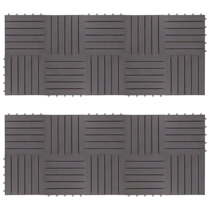Carreaux De Terrasse 20pcs Délavage Gris 30x30 Cm Acacia Solide
