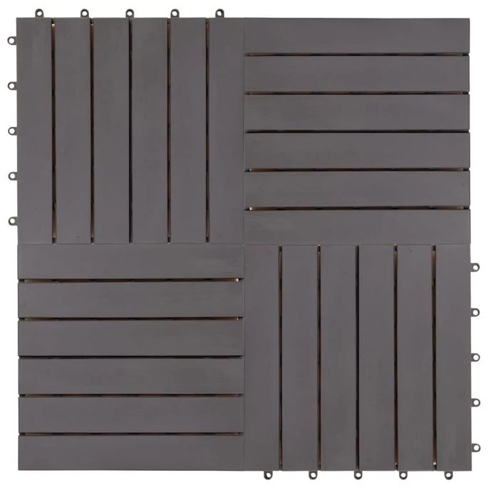 Carreaux De Terrasse 20pcs Délavage Gris 30x30 Cm Acacia Solide – Image 3