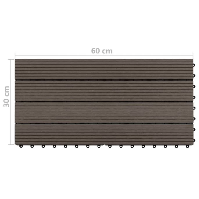 Carreaux De Terrasse 6 Pcs WPC 60x30 Cm 1,08 M² Marron Foncé – Image 6