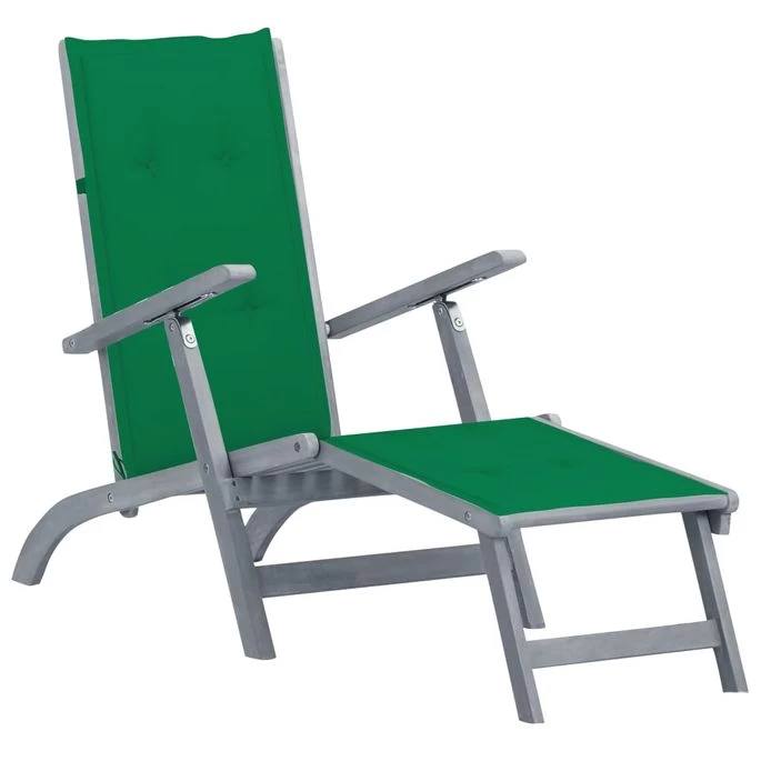 Chaise De Terrasse Avec Repose-pied Et Coussin Acacia Solide 19