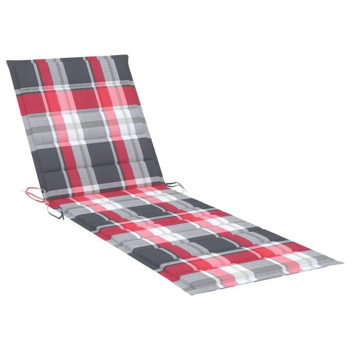 Chaise Longue Avec Coussin Carreaux Rouge Bois De Pin Imprégné 3 – Image 4