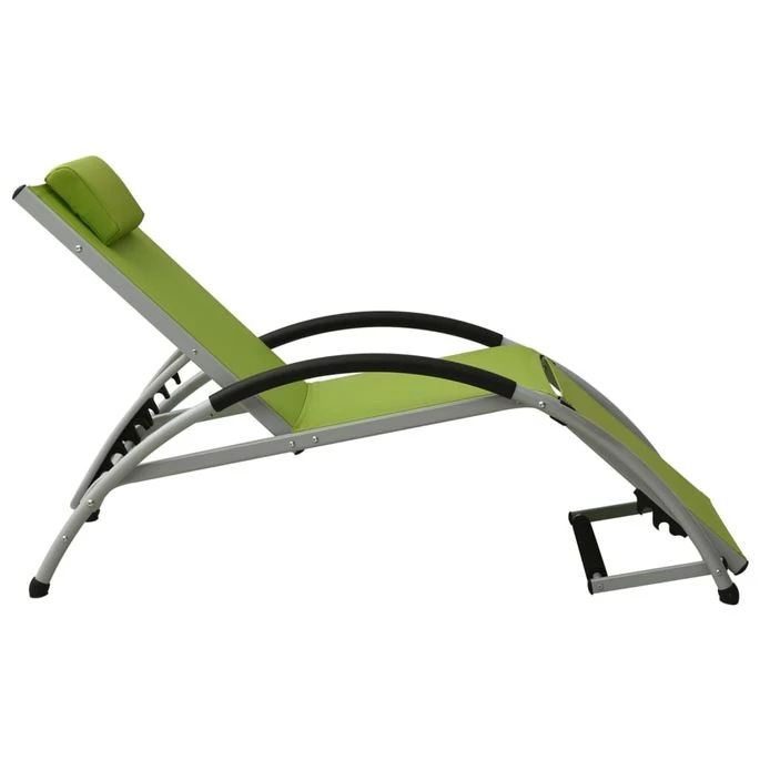 Chaise Longue Avec Oreiller Textilène Vert – Image 3