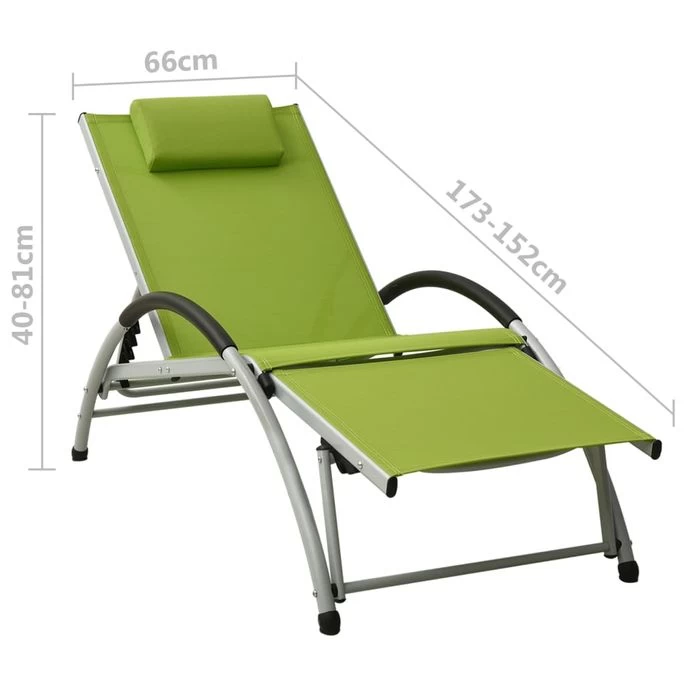 Chaise Longue Avec Oreiller Textilène Vert – Image 8