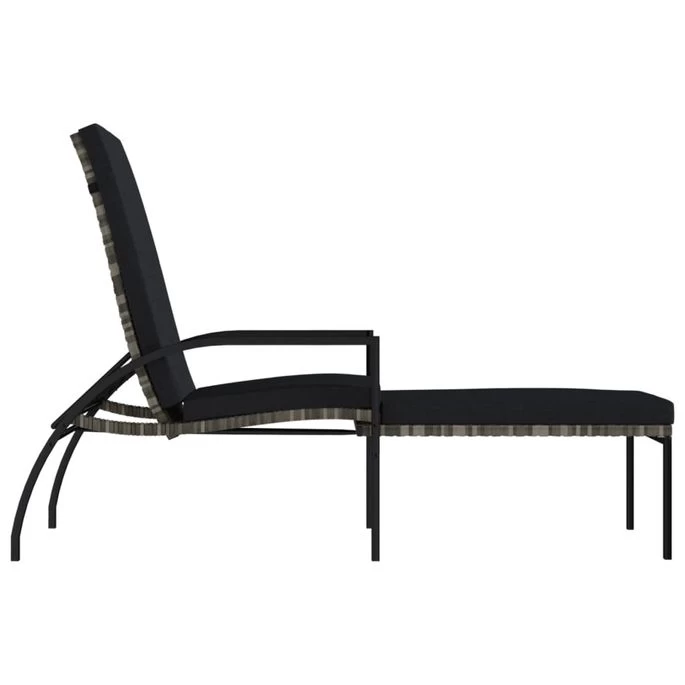 Chaise Longue Avec Repose-pied Résine Tressée Gris – Image 6