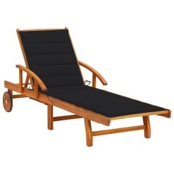 Chaise Longue De Jardin Avec Coussin Bois D'acacia Solide 52