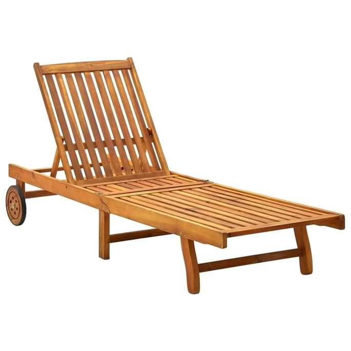 Chaise Longue De Jardin Avec Coussin Bois D'acacia Solide 13 – Image 2