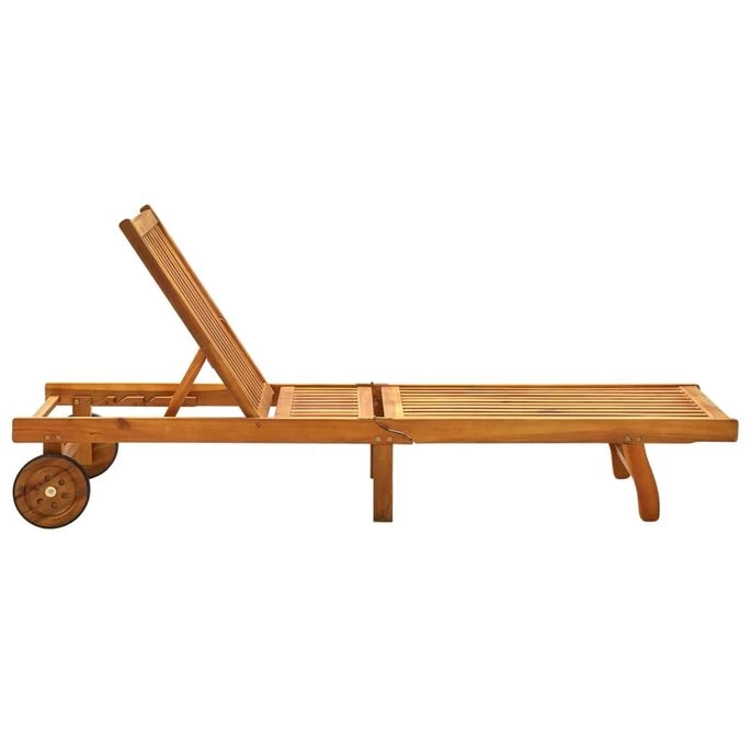 Chaise Longue De Jardin Avec Coussin Bois D'acacia Solide 13 – Image 5