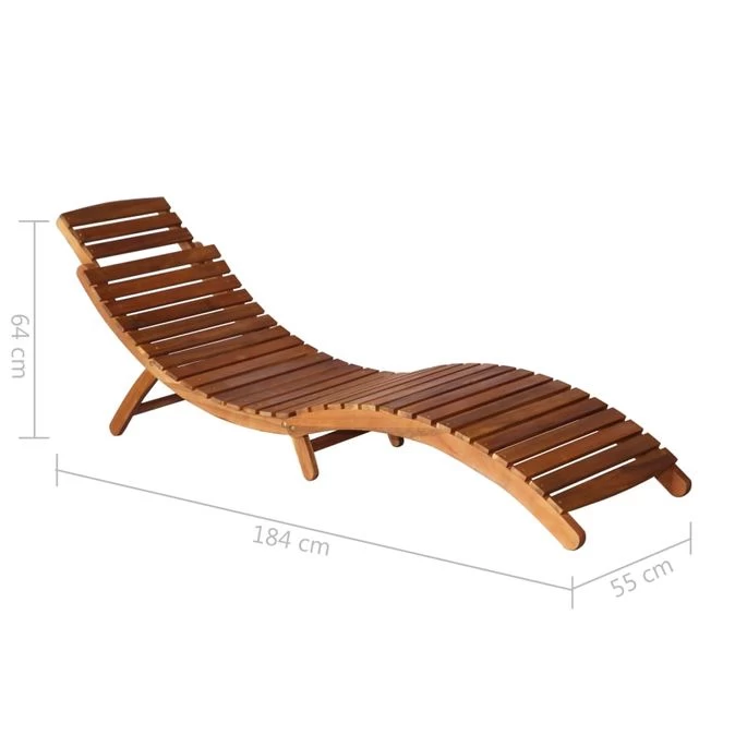 Chaise Longue De Jardin Avec Table Et Coussin Bois D'acacia 19 – Image 7