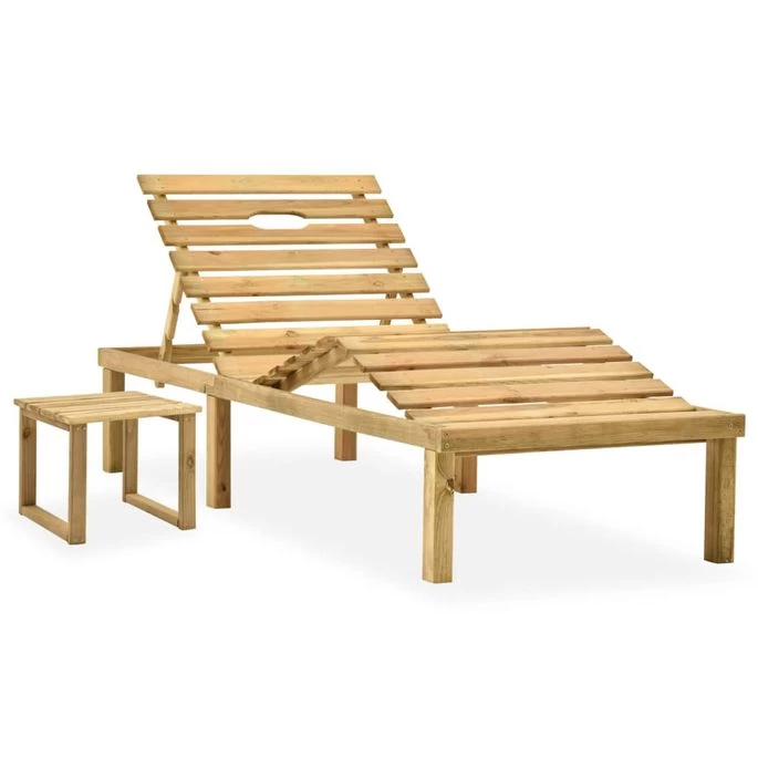 Chaise Longue De Jardin Avec Table Et Coussin Pin Imprégné 18 – Image 2